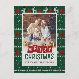 Familien-Weihnachtsfotokarte mit gestricktem Pullo Feiertagspostkarte