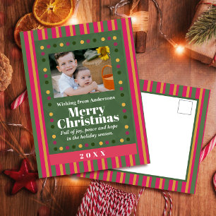 Familien-Weihnachtsstreifen-Foto-Feiertags-Postkar Feiertagspostkarte