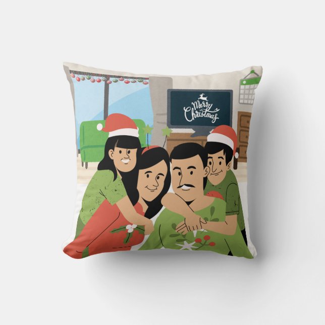 Familien-Weihnachtsumarmung Kissen (Vorderseite)