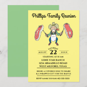 Familien-Wiedersehen-Cowboy-große Steaks Einladung