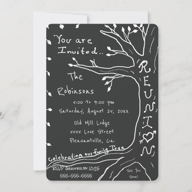 Familien-Wiedersehen-einfacher Stammbaum Einladung (Vorderseite)