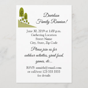 Familien-Wiedersehen-olivgrünes Grün-Bäume Einladung