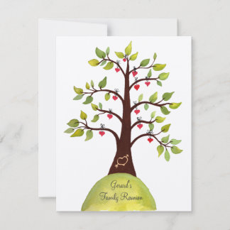 Familien-Wiedersehenwatercolor-Herz-Baum laden ein Einladung