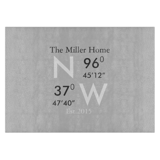 Familien-Zuhause GPS koordiniert Schneidebrett (Vorderseite)