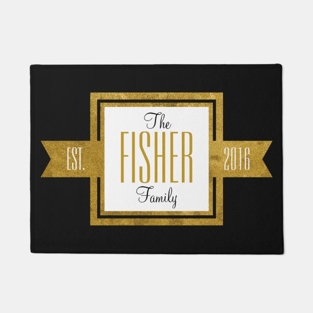 Familien-Zuhause hergestelltes Jahr-Gold und Fußmatte (Vorderseite)