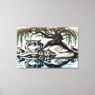 Familienaase Serene Wolf in idyllischer Natur 36x2 Leinwanddruck