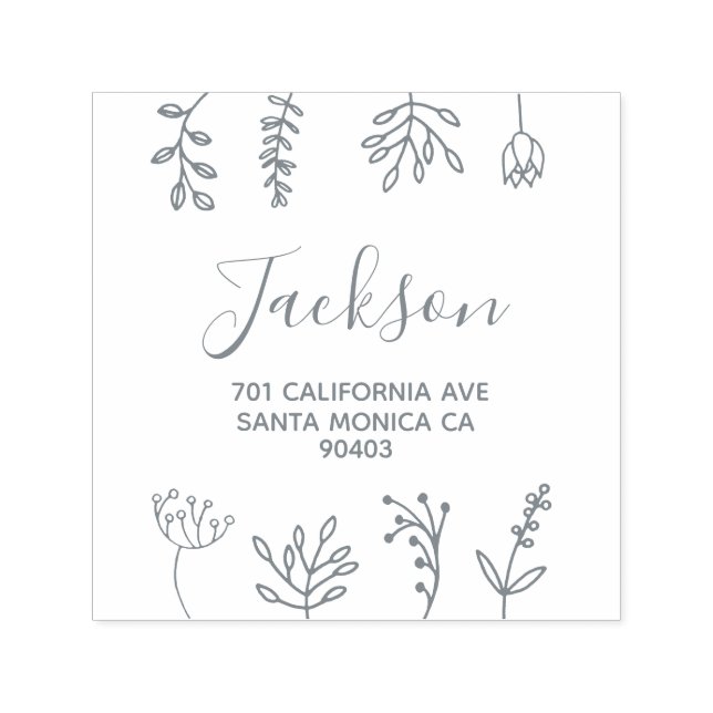 Familienadresse Blumendoodle Permastempel (Design)