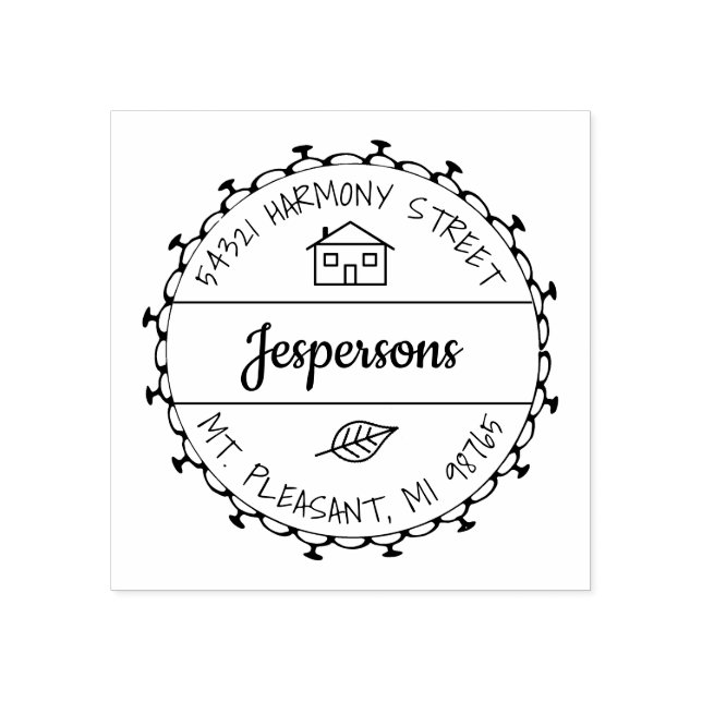 Familienadresse Tiny House Gummistempel (Prägung)