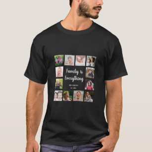 Familienangebot 12 Fotocollage Personalisiert Schw T-Shirt