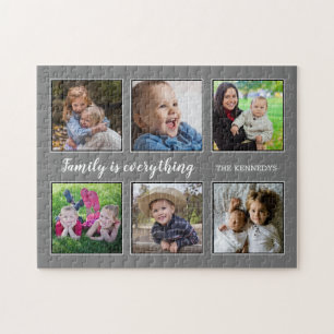 Familienangebot 6 Foto Collage Grau Puzzle