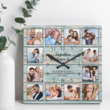 Familienangebot Foto Collage Rustic Blue Wood