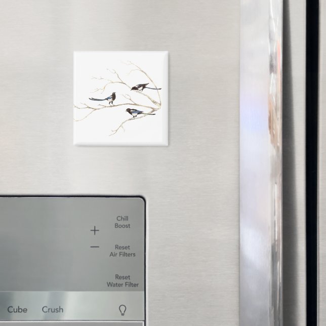 Familienangebot für Watercolor Magpie Bird-Familie Magnet (In Situ (Kühlschrank))