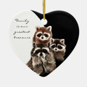 Familienangebot Wasserfarben-Raccoon-Tier Keramikornament