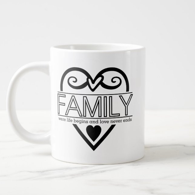 Familienangebot - "Wo das Leben beginnt und Liebe  Jumbo-Tasse (Links)