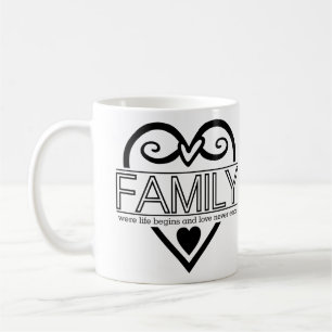 Familienangebot - "Wo das Leben beginnt und Liebe Kaffeetasse