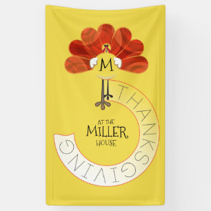 Familienangehöriger Erntedank Türkei Mit Monogramm Banner