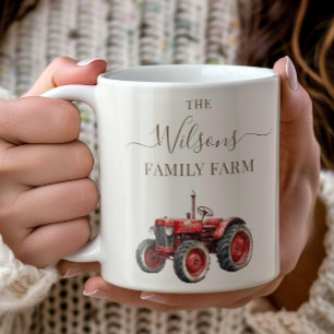 Familienbauernhof Rustikaler Vintage-Rot-Traktor Kaffeetasse
