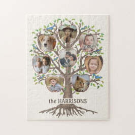 Familienbaum Foto Collage 8 Bilder Name Lt Beige Puzzle