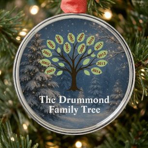 Familienbaum mit Geburtsjahr Ornament Aus Metall
