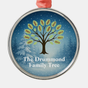 Familienbaum mit Geburtsjahr Ornament Aus Metall