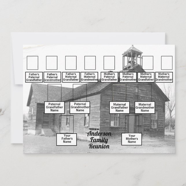 Familienbaum Wiedersehen Familienbaum Alte Holzkir Einladung (Vorderseite)