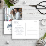 Familienbericht Blue Christmas Winter Foto Postkarte<br><div class="desc">Weihnachts-Winterlandschaft blau weiß Jahresbericht Familie ein Foto Postcard. Eleganter Merry Christmas Annual Family Report in einem klassischen Stil mit monochromen Winterlandschaften in marineblauen Blau-Weiß-Farben. Stilvolles und elegantes Design. Ein Foto.</div>