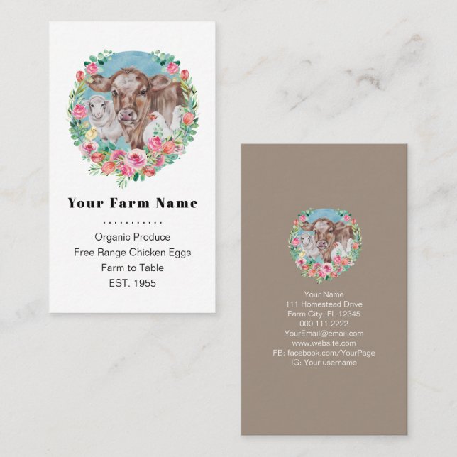 Familienbetrieb Hüttengewächshaus Hühnerkuh Marktg Visitenkarte (Vorne/Hinten)