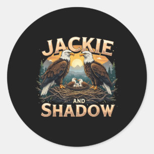 Familiendesign für Vintage Jackie und Shadow Bald Runder Aufkleber