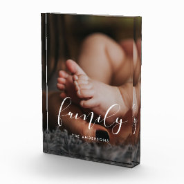 Familienelegantes Kalligraphie-Overlay Fotoblock
