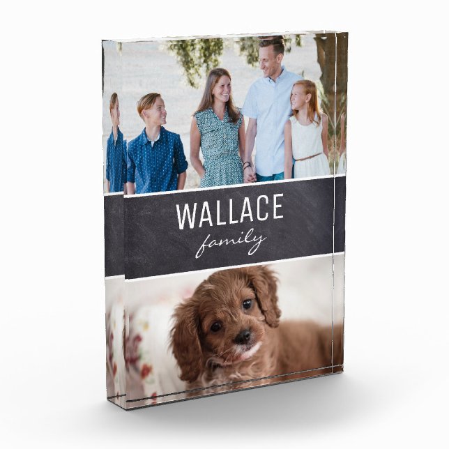 "Familienerbe: Personalisiertes Chalkboard-Foto Bl Fotoblock (Links)