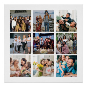 Familienerinnerungen 9-Foto-Raster Personalisierte Poster