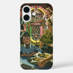 Familienessen im Retro-Diner mit Musikbox iPhone 16 Hülle