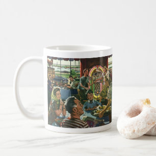 Familienessen im Retro-Diner mit Musikbox Tasse