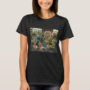 Familienessen im Retro-Look in einem Diner mit ein T-Shirt