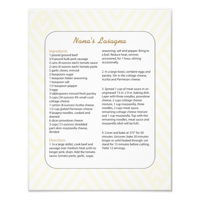 Familienfavorit Rezept Zickzack - Lasagna Fotodruck (Vorne)