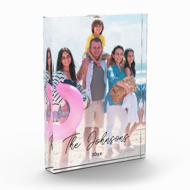 Familienfeiertag | Modernes Foto Name Personalisie (Links)