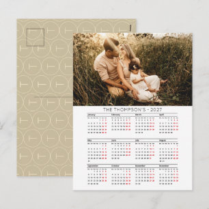 Familienfoto 2027 Kalender 12 Monat Monogramm Feiertagspostkarte