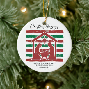 Familienfoto Christliche Weihnachtssegnung Keramik Ornament