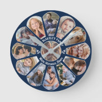 Familienfoto Collage 13 Custom Blume Shape Blue