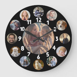 Familienfoto Collage 13 Instagram Pictures | Schwa Runde Wanduhr