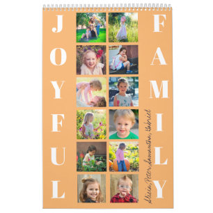 Familienfoto-Collage 2027 monogrammiert orange Kalender