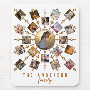 Familienfoto Collage 21 Bilder Weißes Gold + Name Mousepad