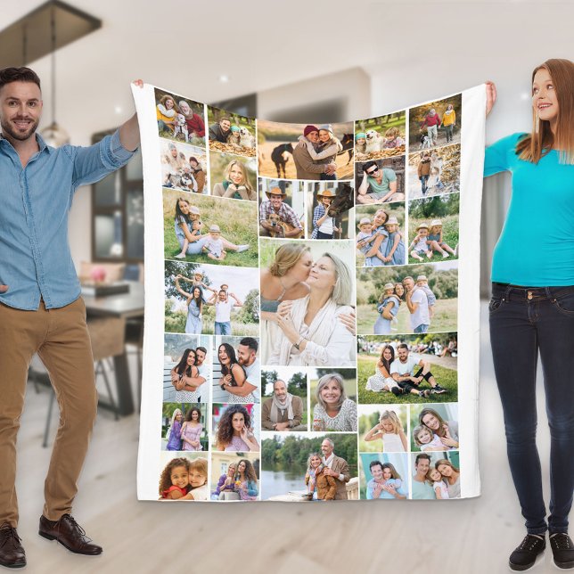 Familienfoto Collage 31 Picture White Fleecedecke (Von Creator hochgeladen)