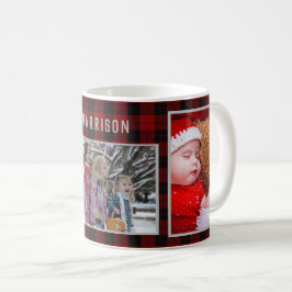 Familienfoto Collage 3 Bilder Rot Kariert Easy DIY Tasse