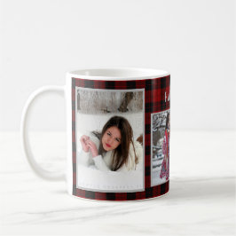Familienfoto Collage 3 Bilder Rot Kariert Easy DIY Tasse