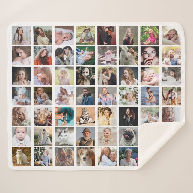 Familienfoto Collage 56 Square Picture Easy Custom Sherpadecke (Vorderseite (Horizontal))