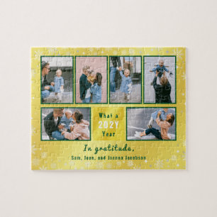 Familienfoto-Collage 6 Bilder Golden Personalisier Puzzle