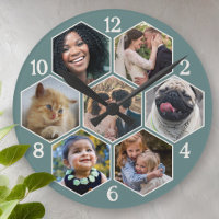 Familienfoto Collage 7 Custom Aquamarin Hexagon Bl