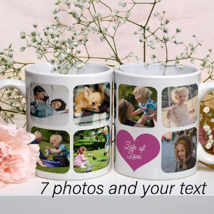 Familienfoto-Collage 7 Fotos benutzerdefinierter N Kaffeetasse