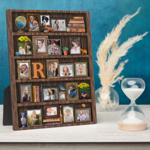 Familienfoto-Collage Antiker Bücherregal Personali Fotoplatte